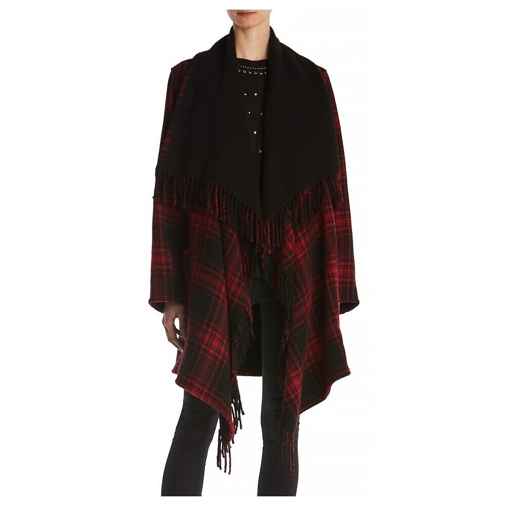 The Kooples Women' Long Sleeve Poncho Checked Jacket One Size Made In Italy $600
